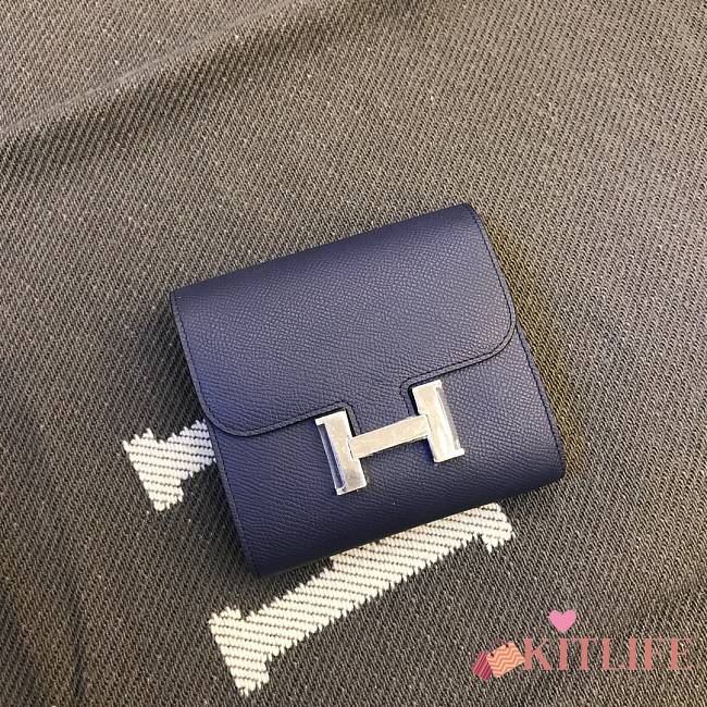 Kitlife Hermès pre-owned Constance compact wallet Blue - 13 x 12 cm - 1