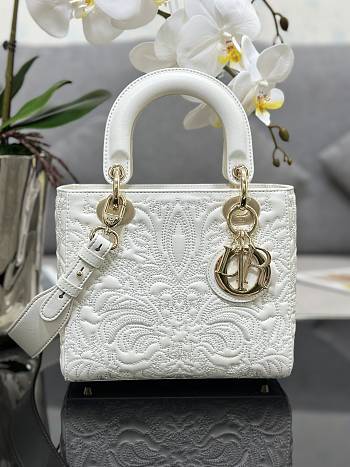 Kitlife SMALL LADY DIOR MY ABCDIOR BAG WHITE - M0538 - 20 x 16.5 x 8 cm