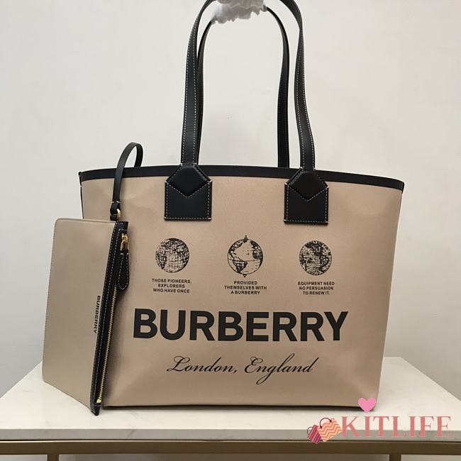 Kitlife BURBERRY beige cotton logo tote bag - 80631211 - 51 x 18.5 x 29 cm - 1