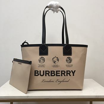 Kitlife BURBERRY beige cotton logo tote bag - 80631201 - 35 x 11 x 27 cm