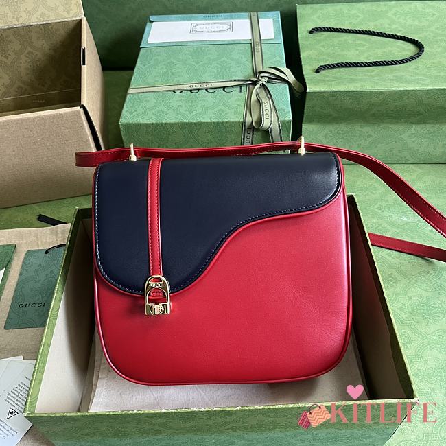 Kitlife Equestrian inspired shoulder bag Blue and red leather - 21 x 20 x 7 cm - 1