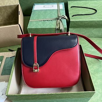 Kitlife Equestrian inspired shoulder bag Blue and red leather - 21 x 20 x 7 cm