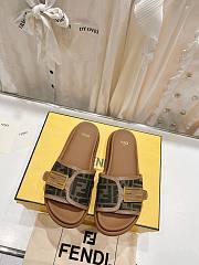 Kitlife Fendi logo-pattern slides Brown  - 2