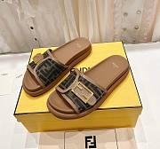 Kitlife Fendi logo-pattern slides Brown  - 1