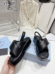Kitlife Prada Soft padded nappa leather wedge sandals Black  - 3