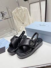 Kitlife Prada Soft padded nappa leather wedge sandals Black  - 4