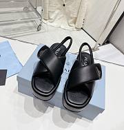 Kitlife Prada Soft padded nappa leather wedge sandals Black  - 1