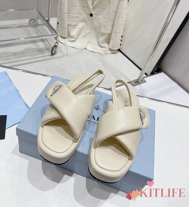 Kitlife Prada Soft padded nappa leather wedge sandals White - 1