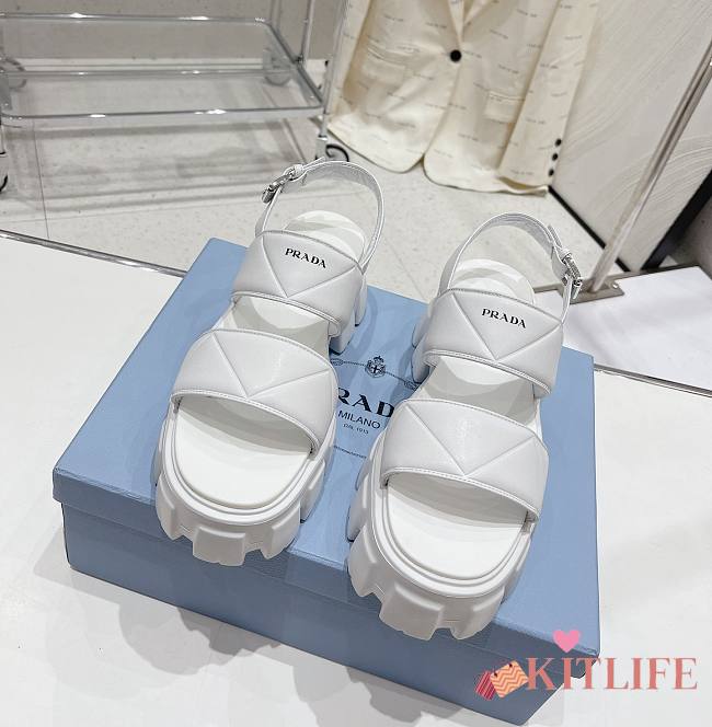 Kitlife PRADA Monolith leather platform sandals White - 1