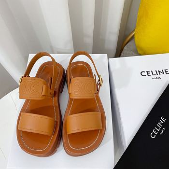 Celine Clea Triomphe Sandal in Vegetal Calfskin Brown