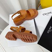 Celine Clea Triomphe Sandal in Vegetal Calfskin Brown - 5