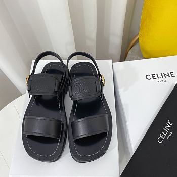 Celine Clea Triomphe Sandal in Vegetal Calfskin Black