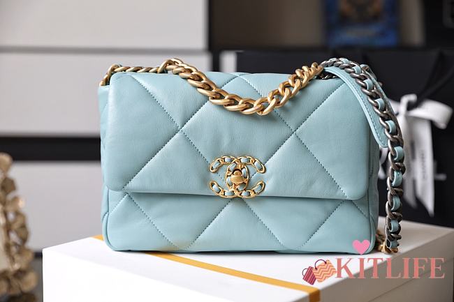 Kitlife Chanel 19 Medium Flap Bag Blue - 26 x 16 x 9 cm - 1