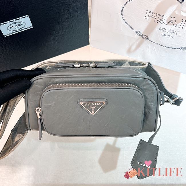 Kitlife Prada Two-way Top Zip Logo Camera Bag Gray - 22 x 10.5 x 7 cm - 1