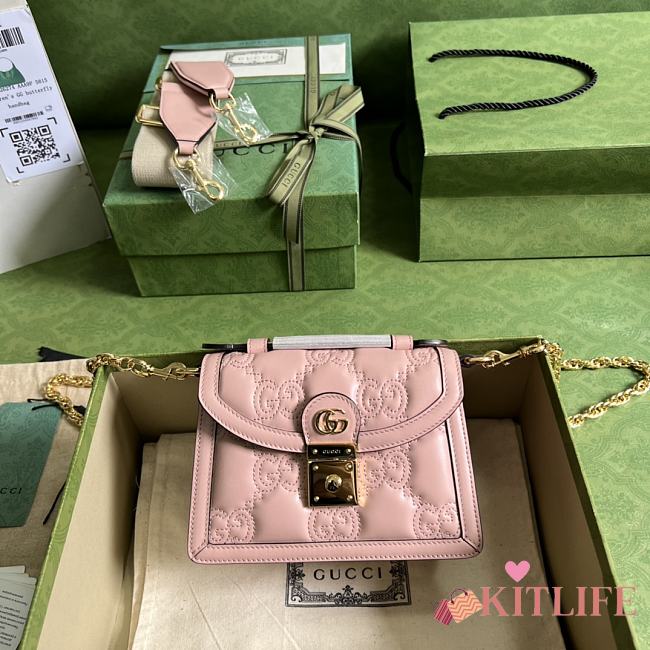 Kitlife GG matelassé small top handle bag Pink - 18 x 13 x 6.5 cm - 1