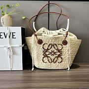 Kitlife LOEWE Anagram small iraca palm and leather basket bag - 34 x 13 x 16cm - 1