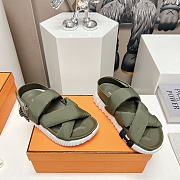 Kitlife HERMÈS Electric Neoprene Slingback Sandals Green - 4