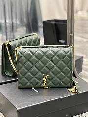 Kitlife SAINT LAURENT Becky small quilted shoulder bag Green - 25 x 17 x 7 cm - 1