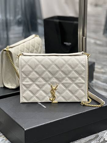 Kitlife SAINT LAURENT Becky small quilted shoulder bag White - 25 x 17 x 7 cm