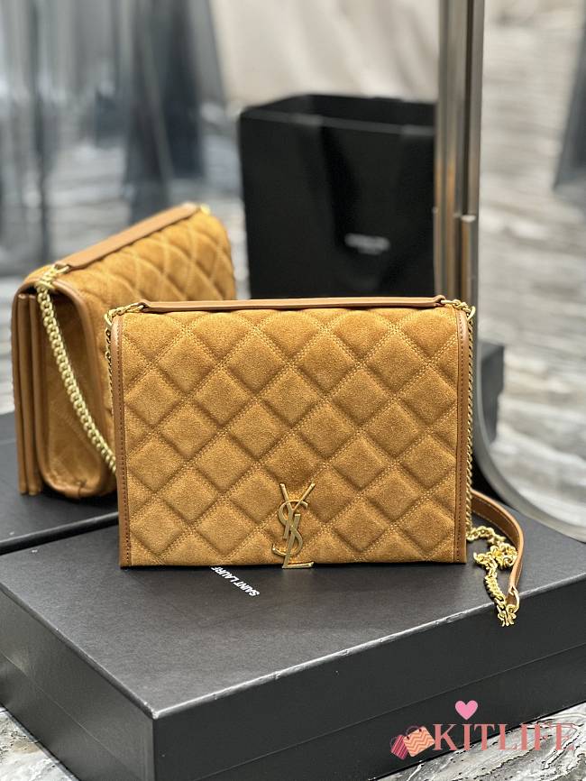 Kitlife SAINT LAURENT Becky small quilted shoulder bag Brown - 25 x 17 x 7 cm - 1