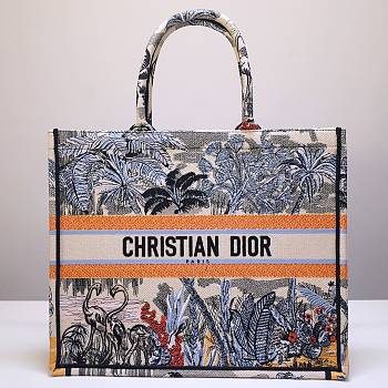 Kitlife Dior Book Tote Toile de Jouy Tropicalia Denim Blue Multicolor - 36.5 x 28 x 17.5 cm