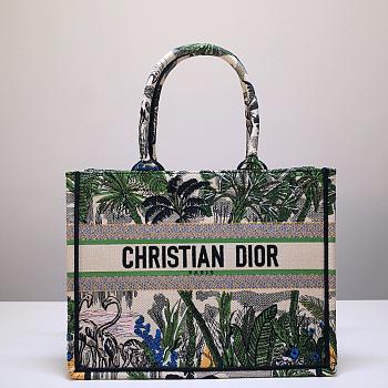 Kitlife Dior Book Tote Toile de Jouy Tropicalia Denim Green Multicolor - 36.5 x 28 x 17.5 cm