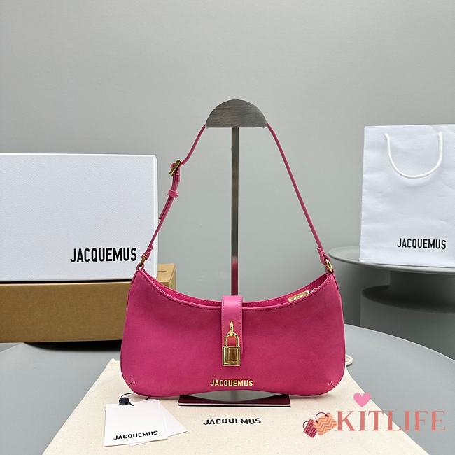 Kitlife JACQUEMUS Pink Le Raphia 'Le Bisou Cadenas' Bag - 26 x 14 cm - 1