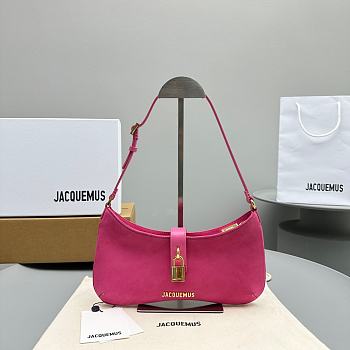 Kitlife JACQUEMUS Pink Le Raphia 'Le Bisou Cadenas' Bag - 26 x 14 cm