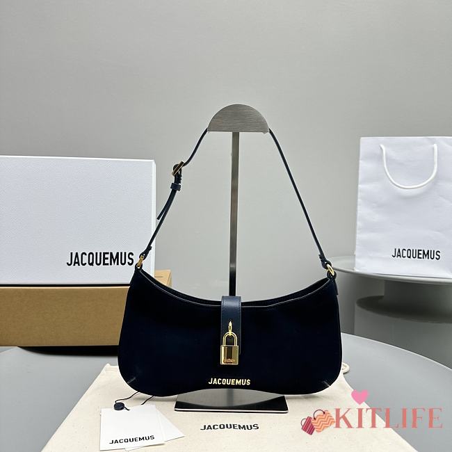 Kitlife JACQUEMUS Black Le Raphia 'Le Bisou Cadenas' Bag - 26 x 14 cm - 1