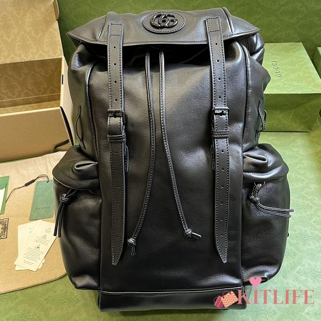 Kitlife GUCCI Leather Double G Backpack Black - 38 x 44 x 15 cm - 1