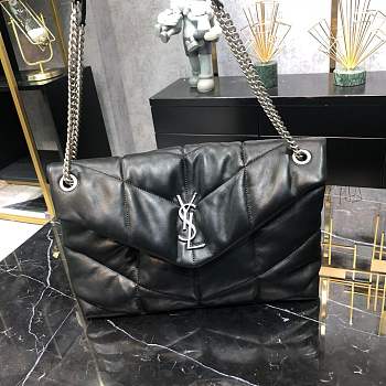  YSL LOULOU PUFFER LAMBSKIN BAG IN BLACK 35CM 