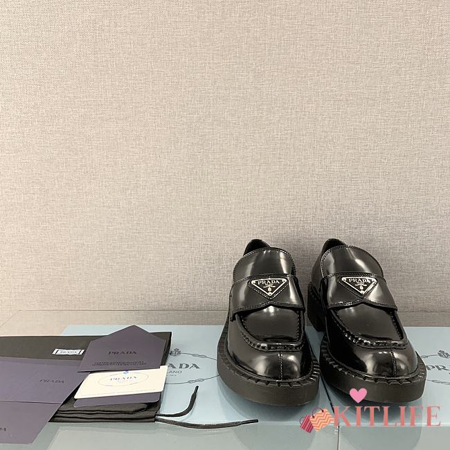Kitlife Prada Chocolate brushed leather loafers Black - 1
