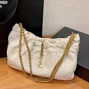 Kitlife SAINT LAURENT Pac Pac Ysl Ruched Hobo Shoulder Bag In Winter White - 24 x 14 x 4 cm - 1