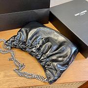 Kitlife SAINT LAURENT Pac Pac Ysl Ruched Hobo Shoulder Bag In Winter Black - 24 x 14 x 4 cm - 2