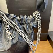 Kitlife SAINT LAURENT Pac Pac Ysl Ruched Hobo Shoulder Bag In Winter Black - 24 x 14 x 4 cm - 6