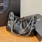 Kitlife SAINT LAURENT Pac Pac Ysl Ruched Hobo Shoulder Bag In Winter Black - 24 x 14 x 4 cm - 1