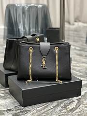 Kitlife Saint Laurent Black Leather Cassandre Chain Strap Shopper Tote - 33 x 22 x 15 cm - 1