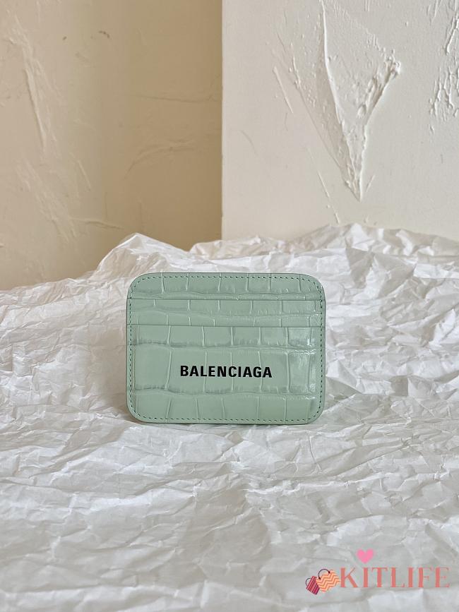 Kitlife BALENCIAGA Mint Green Crocodile-effect Leather Card Holder - 9.9 x 7 x 1 cm - 1