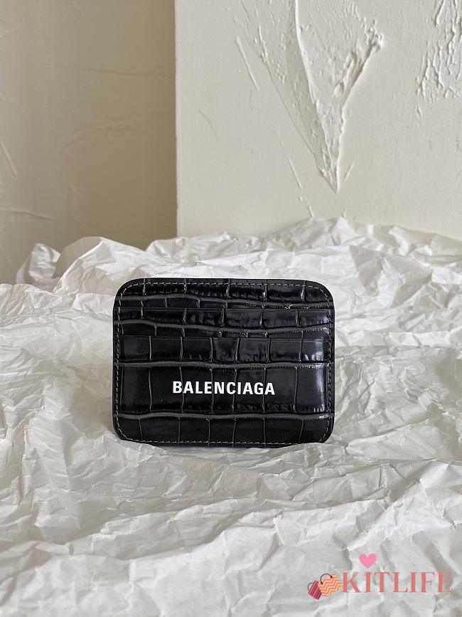Kitlife BALENCIAGA Black Crocodile-effect Leather Card Holder - 9.9 x 7 x 1 cm - 1