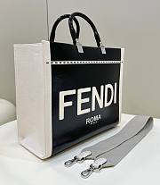 Kitlife Fendi Sunshine Medium Canvas and black patent leather shopper bag - 35.5 x 15 x 30 cm - 2