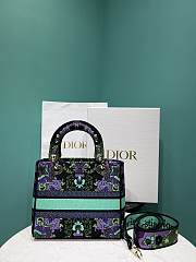 Kitlife MEDIUM LADY D-LITE BAG Multicolor Dior Indian Purple Embroidery - 24 x 20 x 11 cm - 2