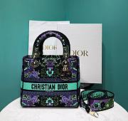 Kitlife MEDIUM LADY D-LITE BAG Multicolor Dior Indian Purple Embroidery - 24 x 20 x 11 cm - 1