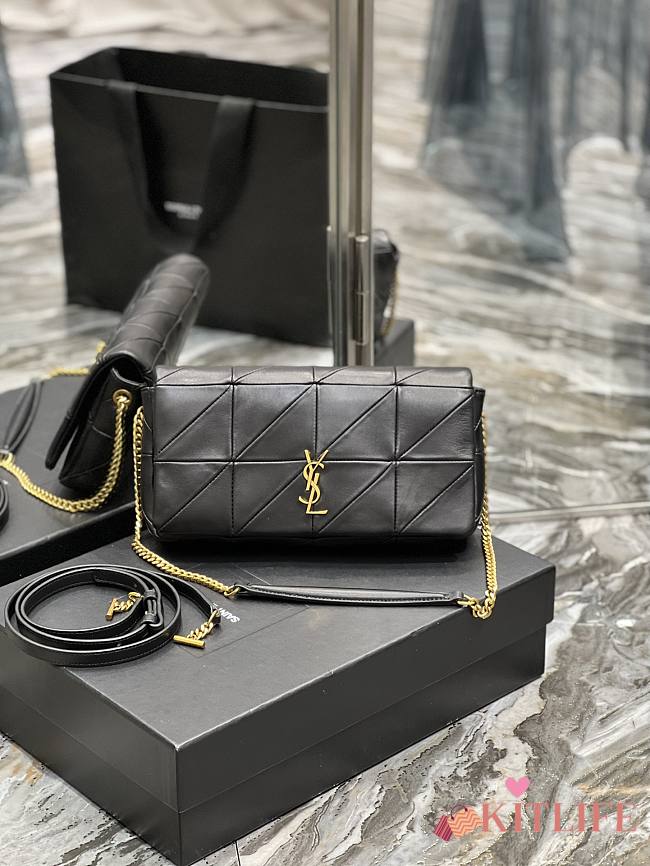Kitlife SAINT LAURENT Jamie Patchwork Leather Shoulder Bag In Black - 26.5 x 14 x 6 cm - 1