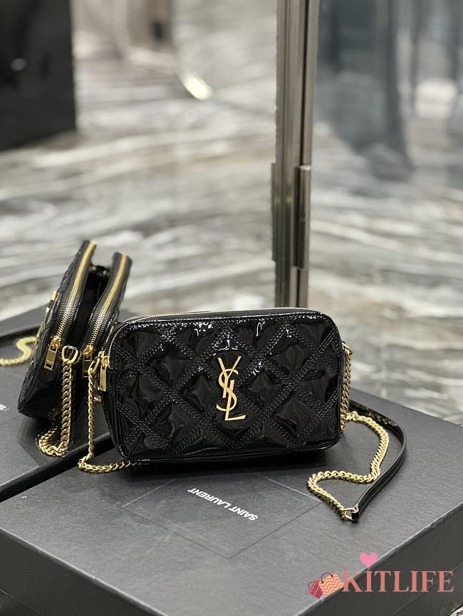 KITLIFE SAINT LAURENT Becky Double Zip Camera Black Bag - 19 x 11 x 5 cm - 1