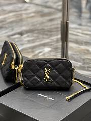 KITLIFE SAINT LAURENT Becky Double Zip Lambskin Black Bag Gold Hardware - 19 x 11 x 5 cm - 1