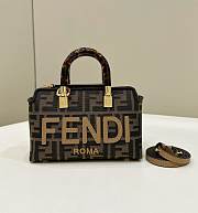 Kitlife Fendi By The Way Mini Small brown FF fabric Boston bag - 18 x 8 x 12 cm - 1