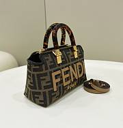 Kitlife Fendi By The Way Mini Small brown FF fabric Boston bag - 18 x 8 x 12 cm - 4