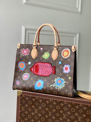 Kitlife Louis Vuitton LV xYK Onthego MM Face Print and Embroidery - 35 x 27 x 14 cm