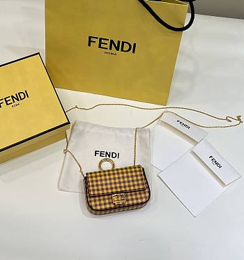 Kitlife Fendi Chain Baguette Charm Bag Printed Leather Nano - 11×2×7 cm