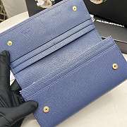 Kitlife Prada Blue Saffiano Triangle Logo Continental Flap Wallet - 19x10x2.5 cm - 6